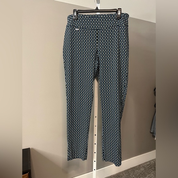 Peck & Peck Pants - Peck & Peck Blue and Yellow Geometric Pull-on Pants Size 14